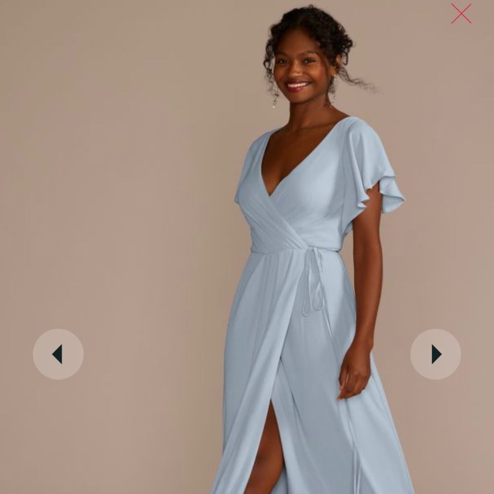 Flutter sleeve georgette wrap bridesmaid dress